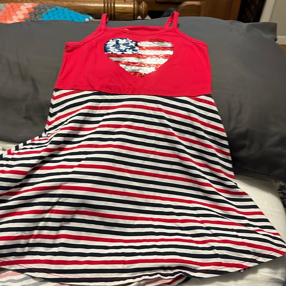 childrens place hi-lo tank dress red white blue size Small 5/6